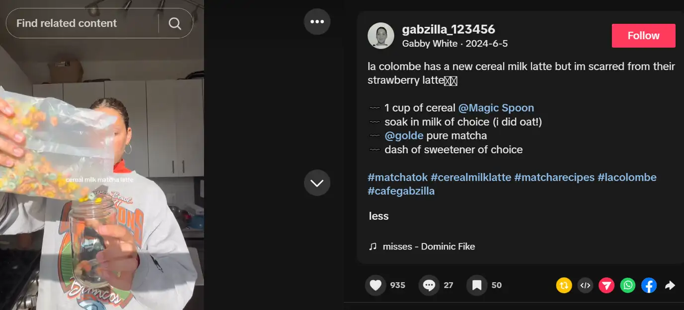Golde’s TikTok content featuring micro-influencers using their matcha in morning routines 