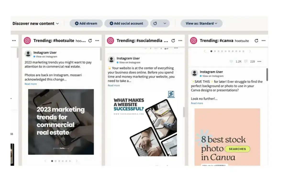 Trending social posts on Hootsuite social account