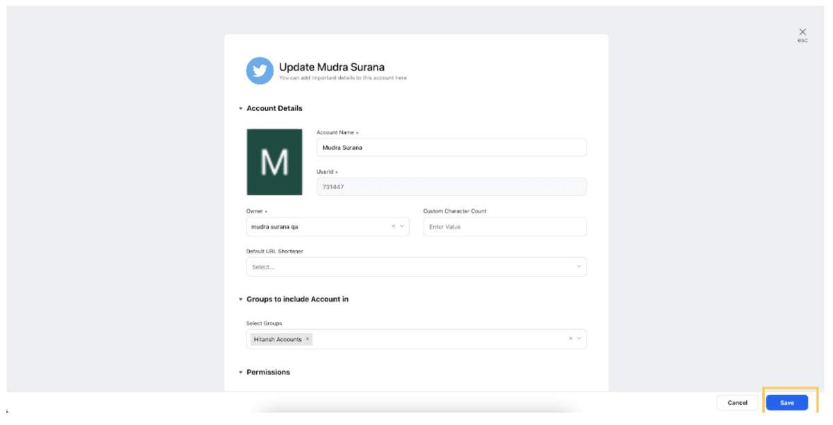 Sprinklr setup page to login and save your account details.