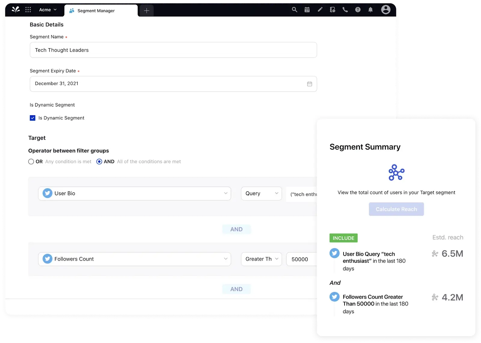 Sprinklr Audience Insights Dashboard.