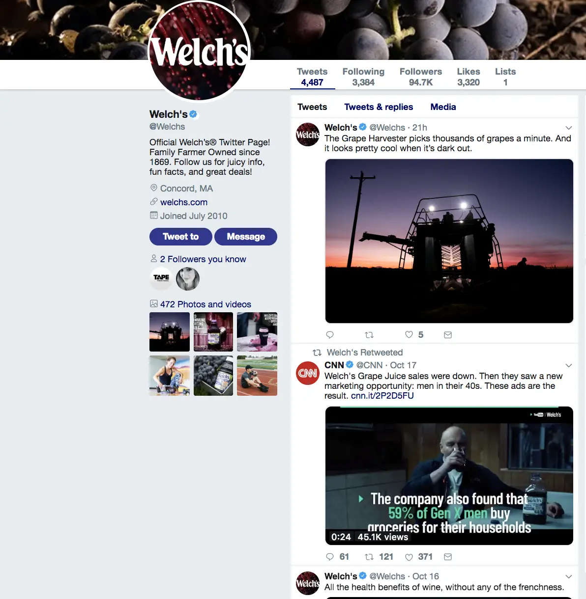 Welch's Twitter Account