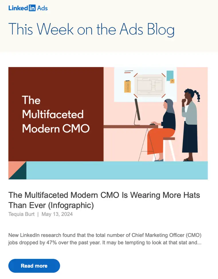 LinkedIn weekly newsletter targeted at CMOs