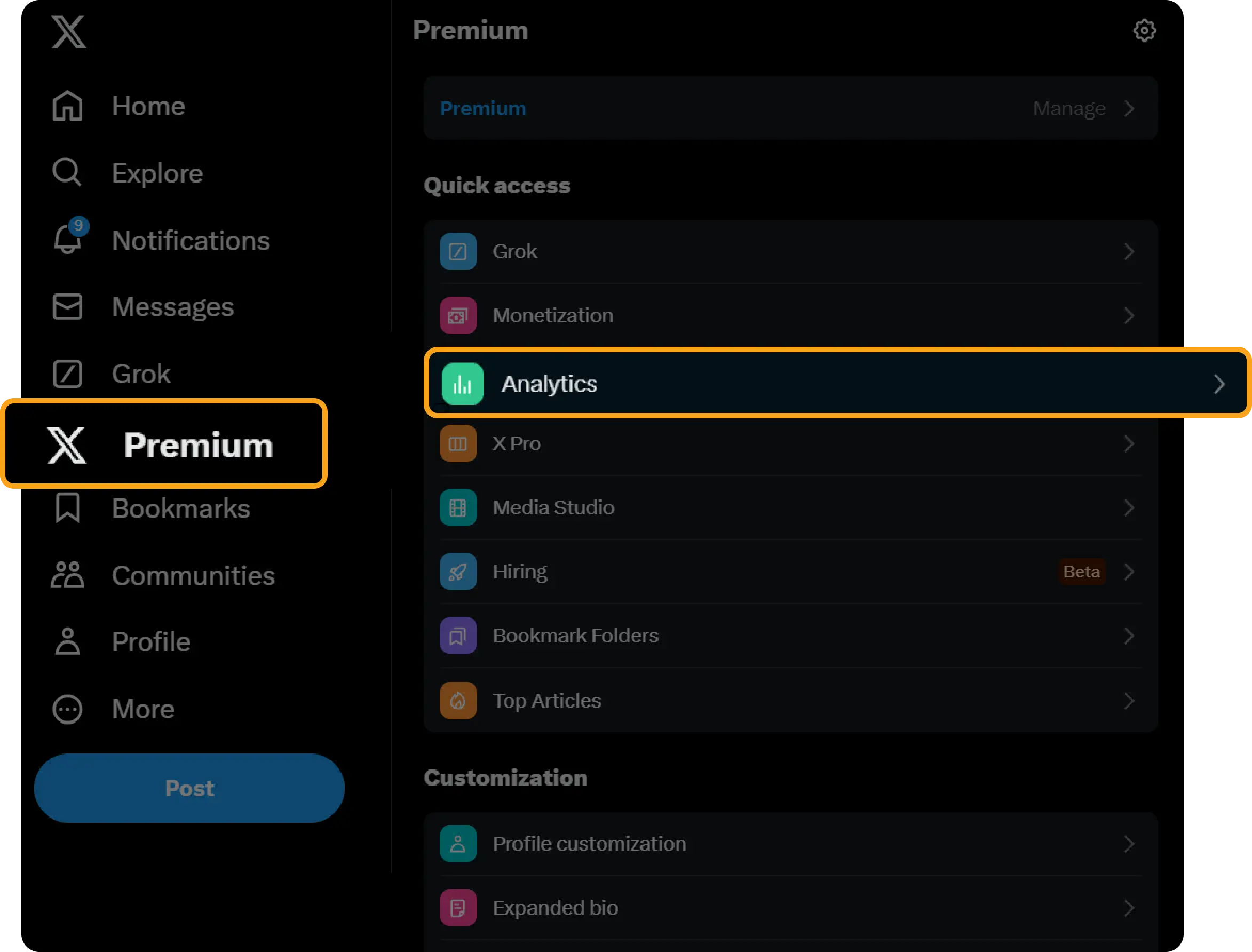 How to access X analytics