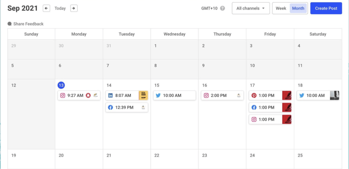 Buffer content calendar