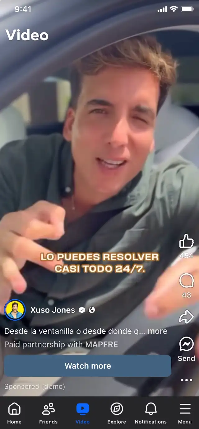 MAPFRE Insurance creator-led Reels ad on Instagram.