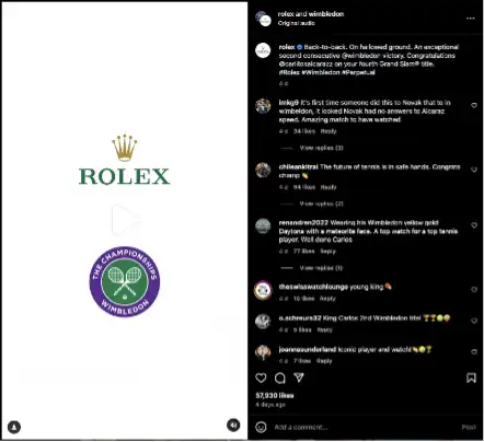 Rolex partnered with Wimbledon