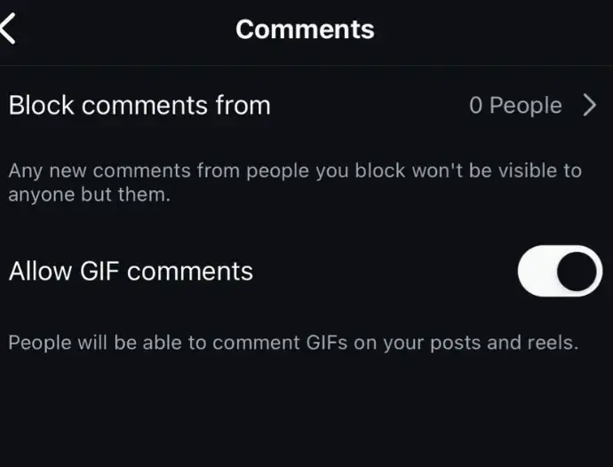 Options to block comments from selected profiles on Instagram