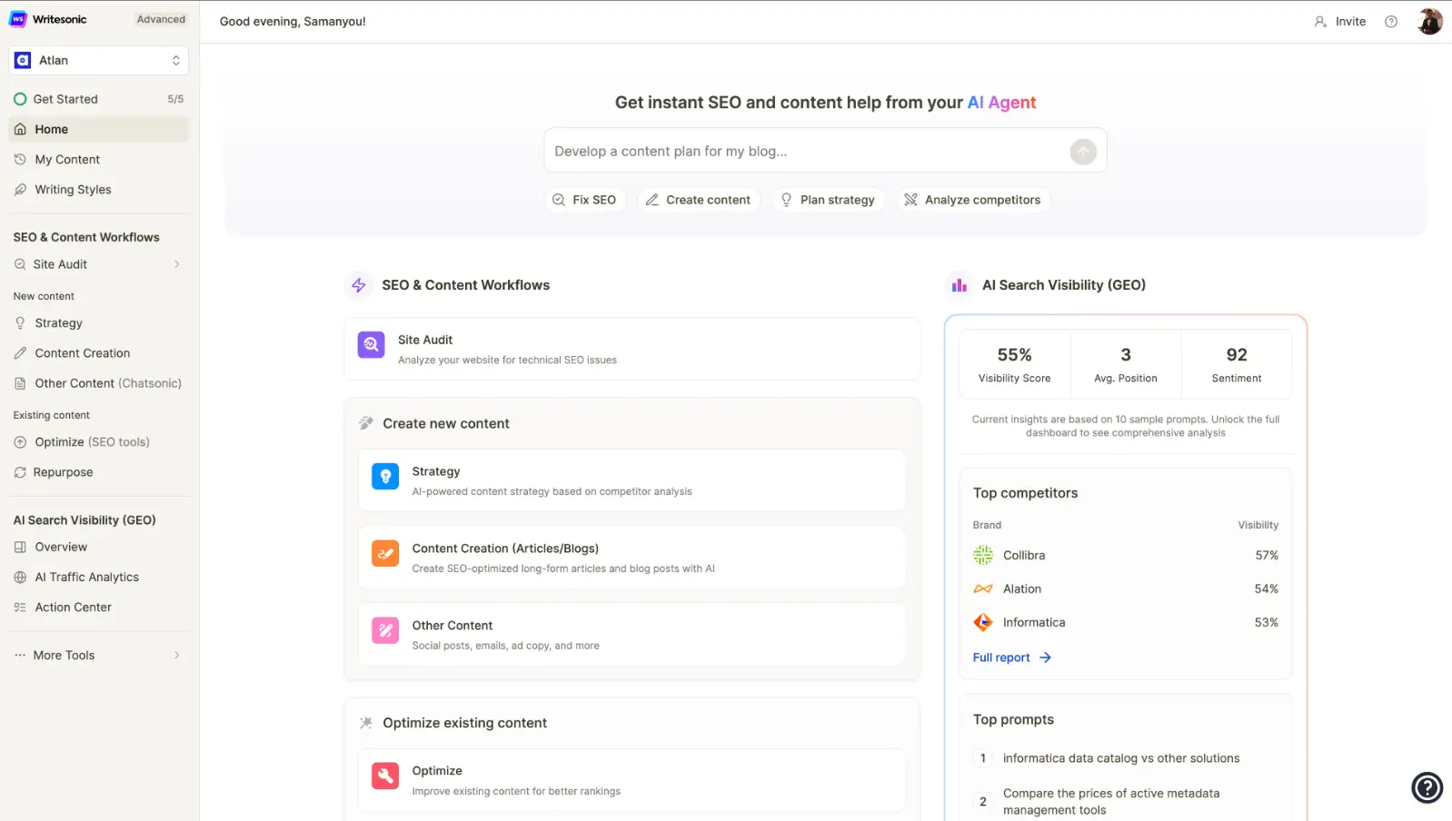 Writesonic for content creation.