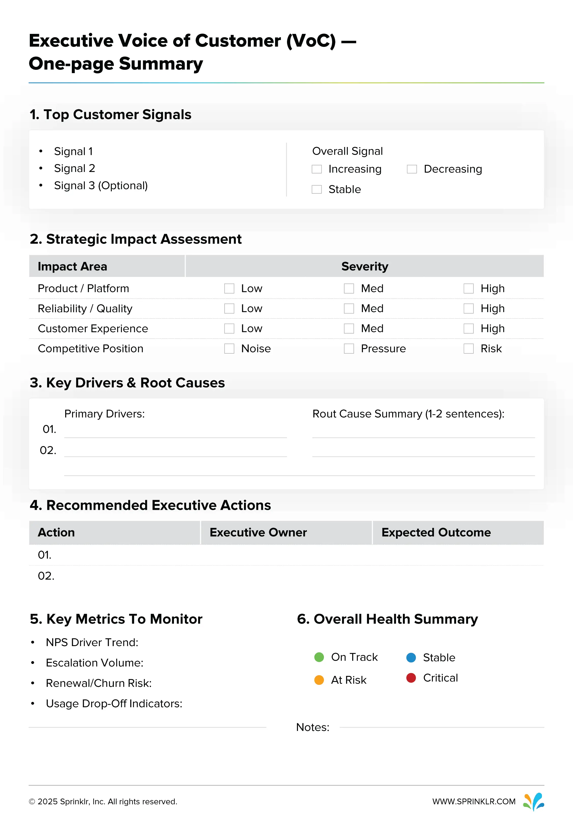  VoC template for Executive reference