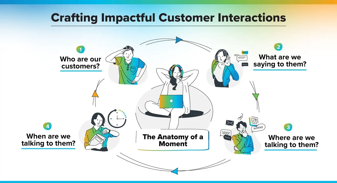 Anatomy of a moment - the four questions to keep in mind when interacting with customers. 