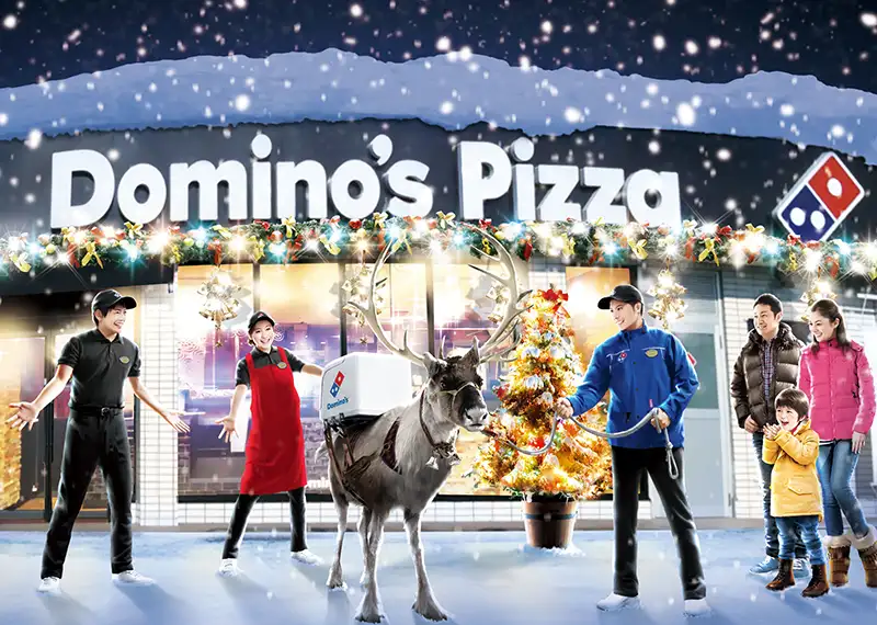 Creative showing Domino’s Pizza, Japan, training reindeer to deliver Pizza during Christmas