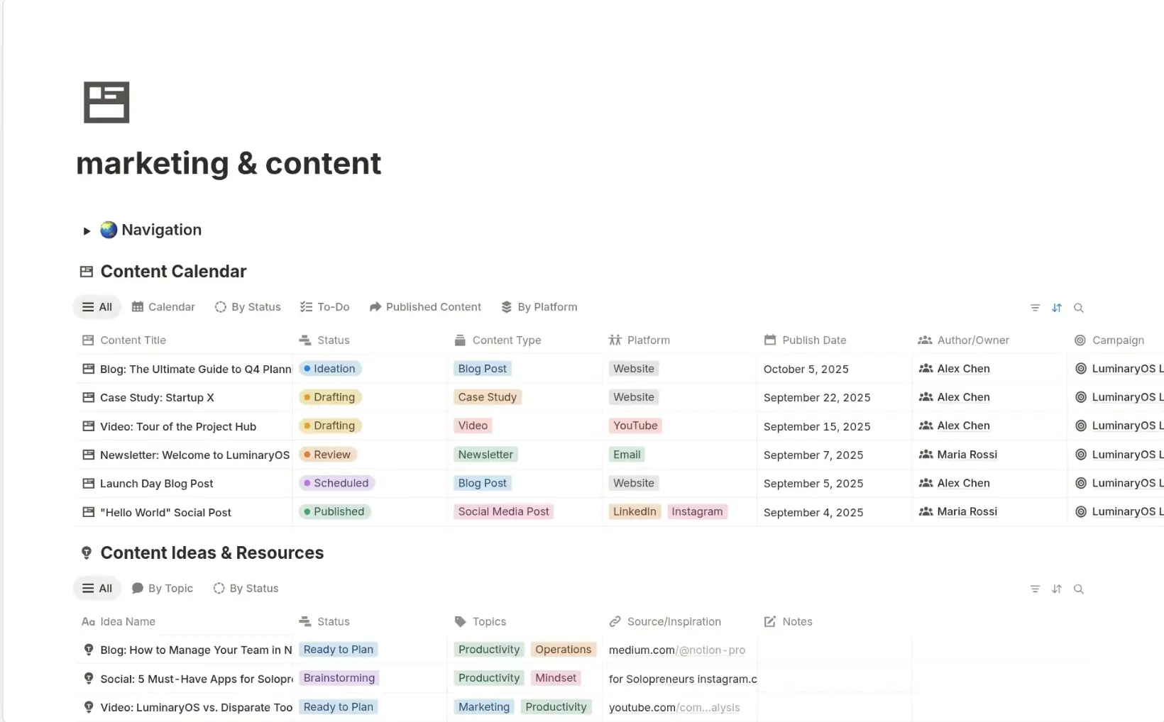 Notion's template gallery example.
