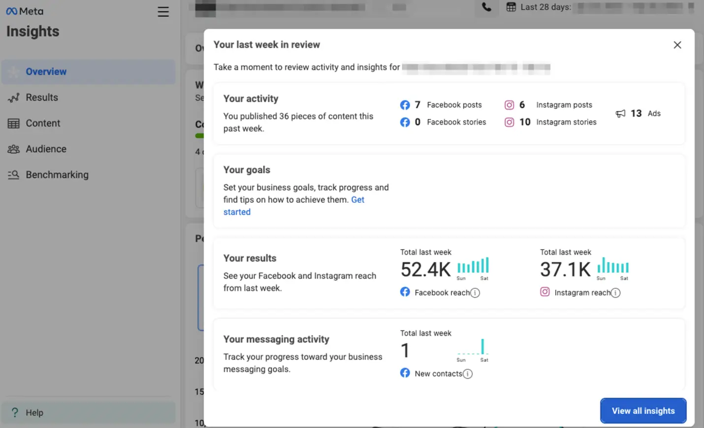 The interface of Meta Business Suite.