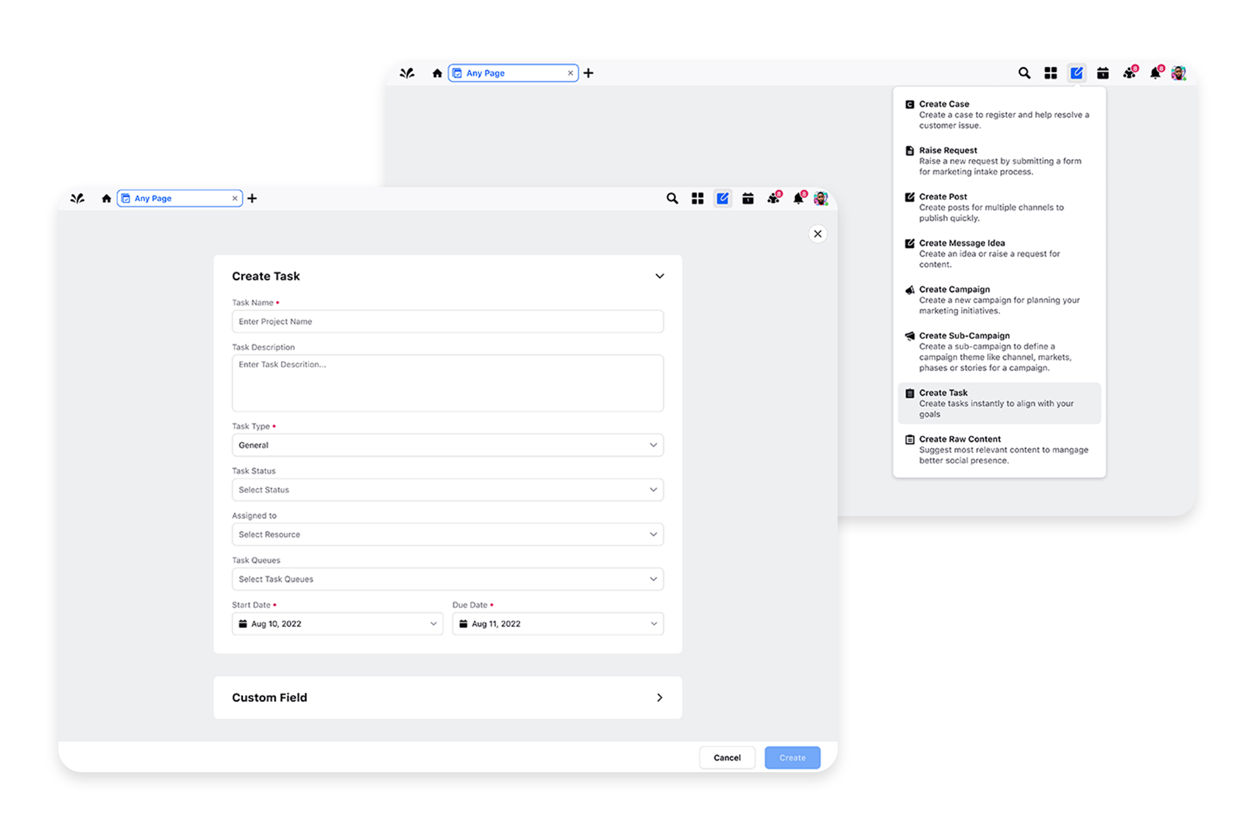 Speed up task creation and management