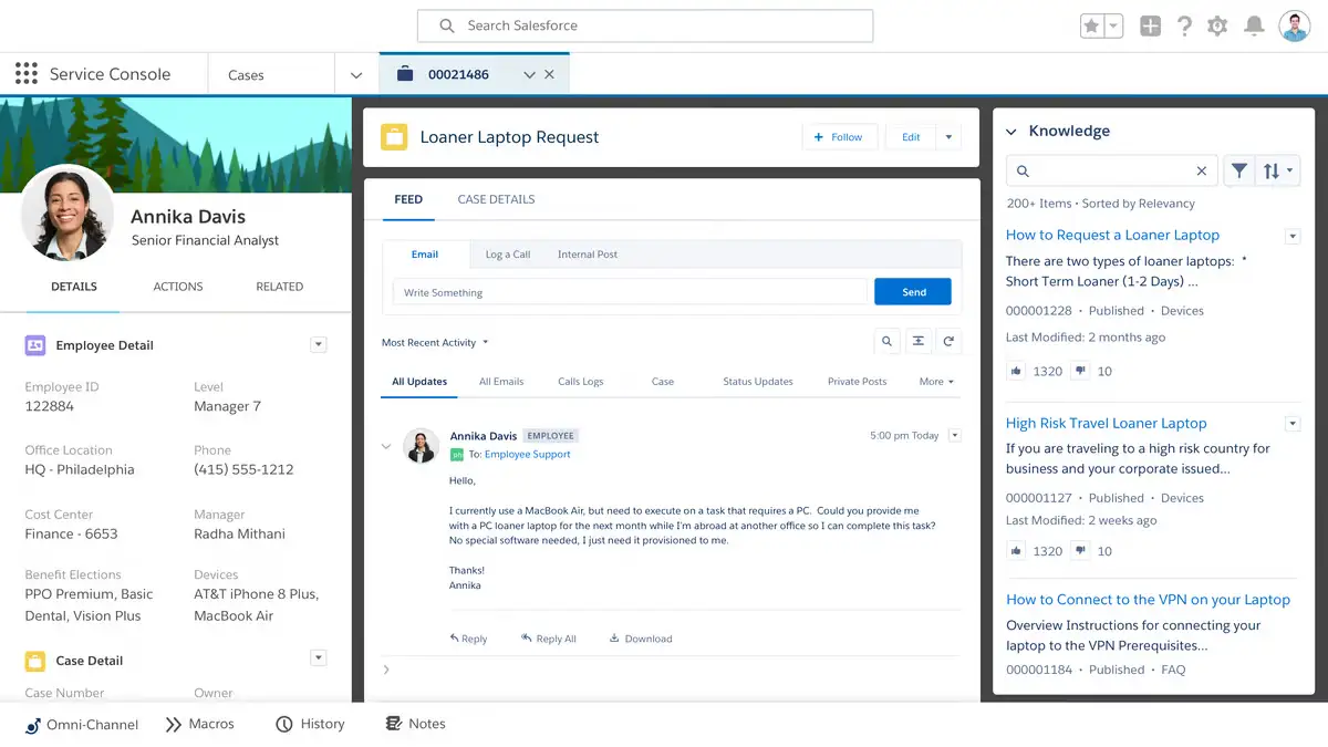 Salesforce interface