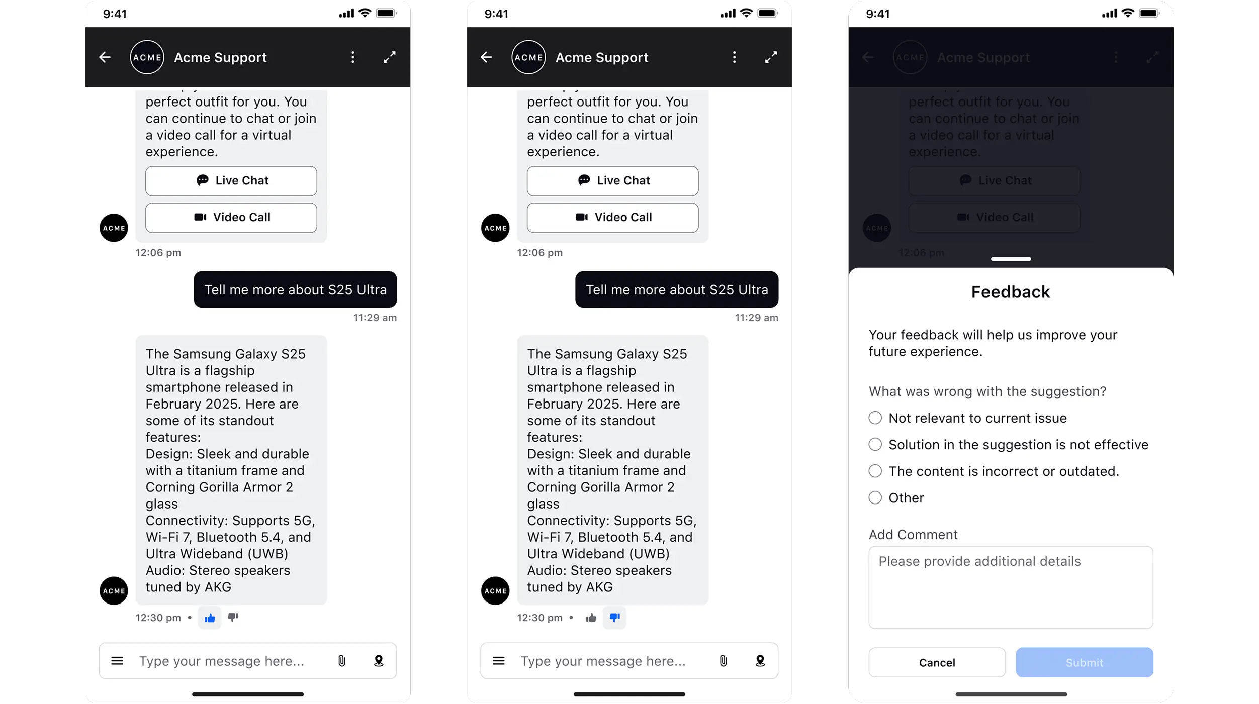 BOT FEEDBACK ON LIVE CHAT 