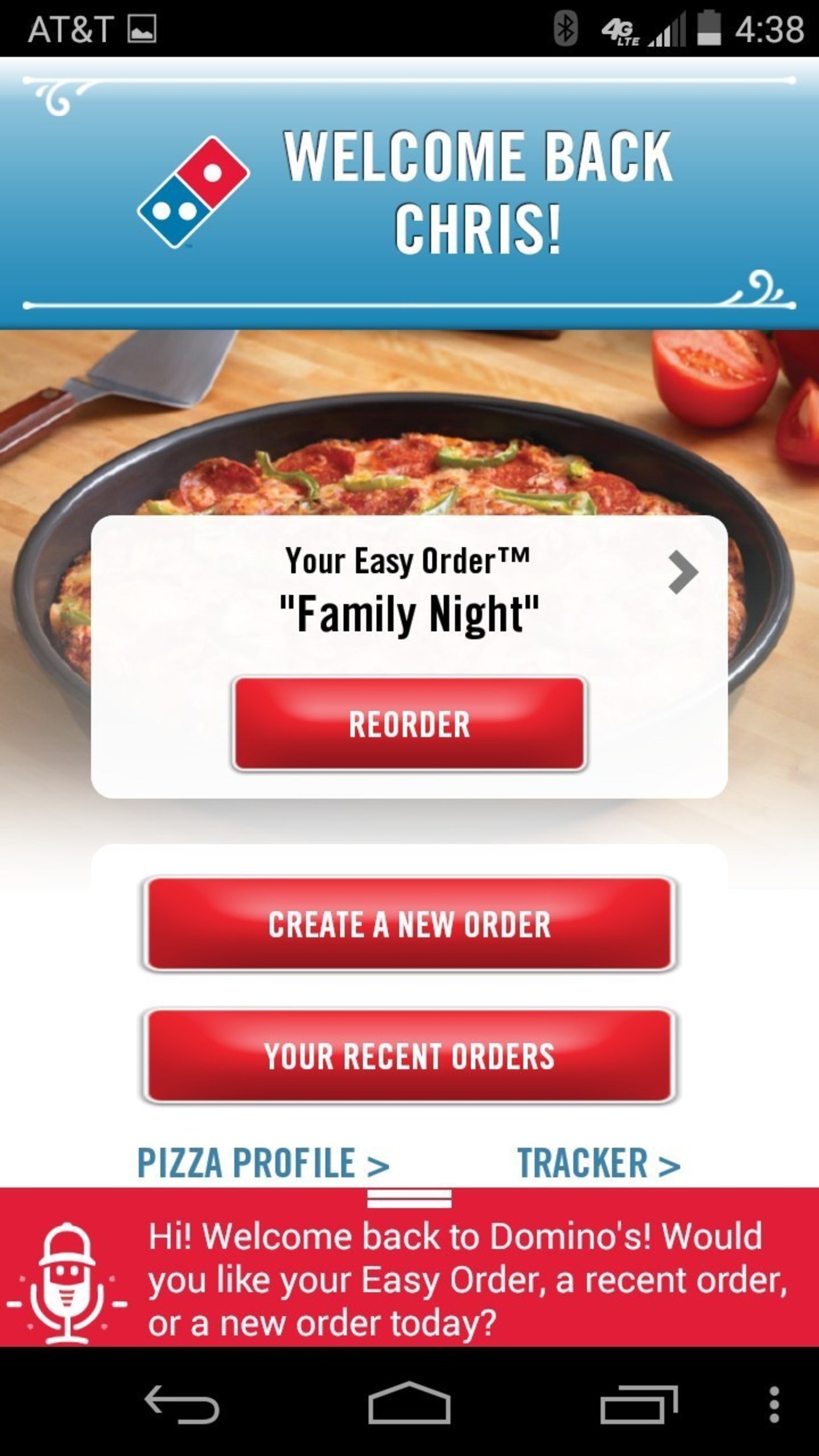 An image showing how Domino's voice-ordering bot allows customers to place orders & track them.