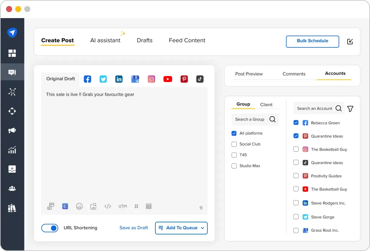 Easily schedule and publish posts on Instagram with SocialPilot’s best-in-class publishing features