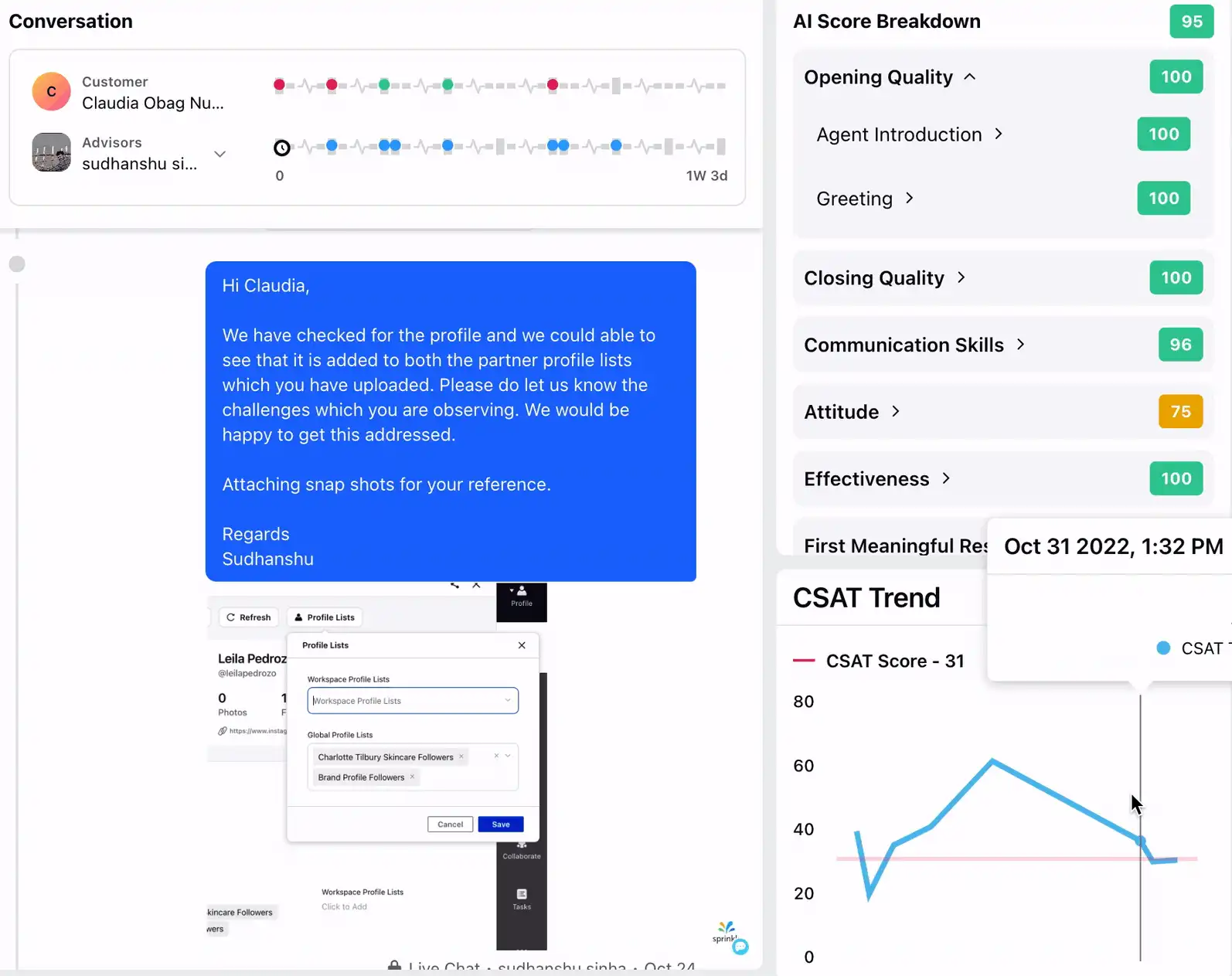 Sprinklr AI+ flags grammatically-unsound agent responses