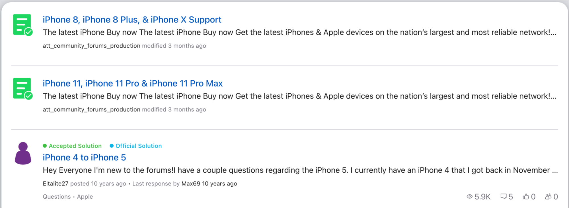 An image showing search results for iPhone 8, 11 and X series for a query about iphone-14