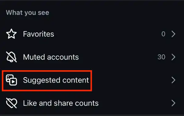 Suggested Content settings on Instagram