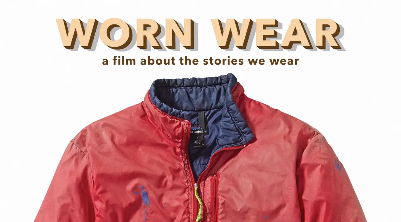 Patagonia Wear Worn program promotional banner showcasing a red jacket 