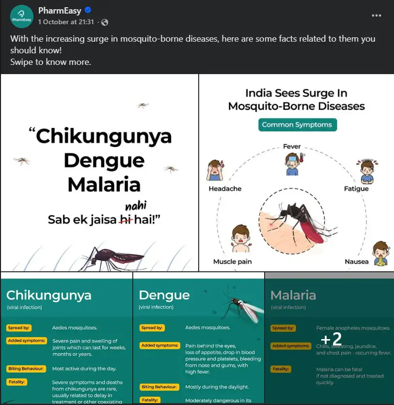 This post from PharmEasy explains mosquito-borne diseases. 