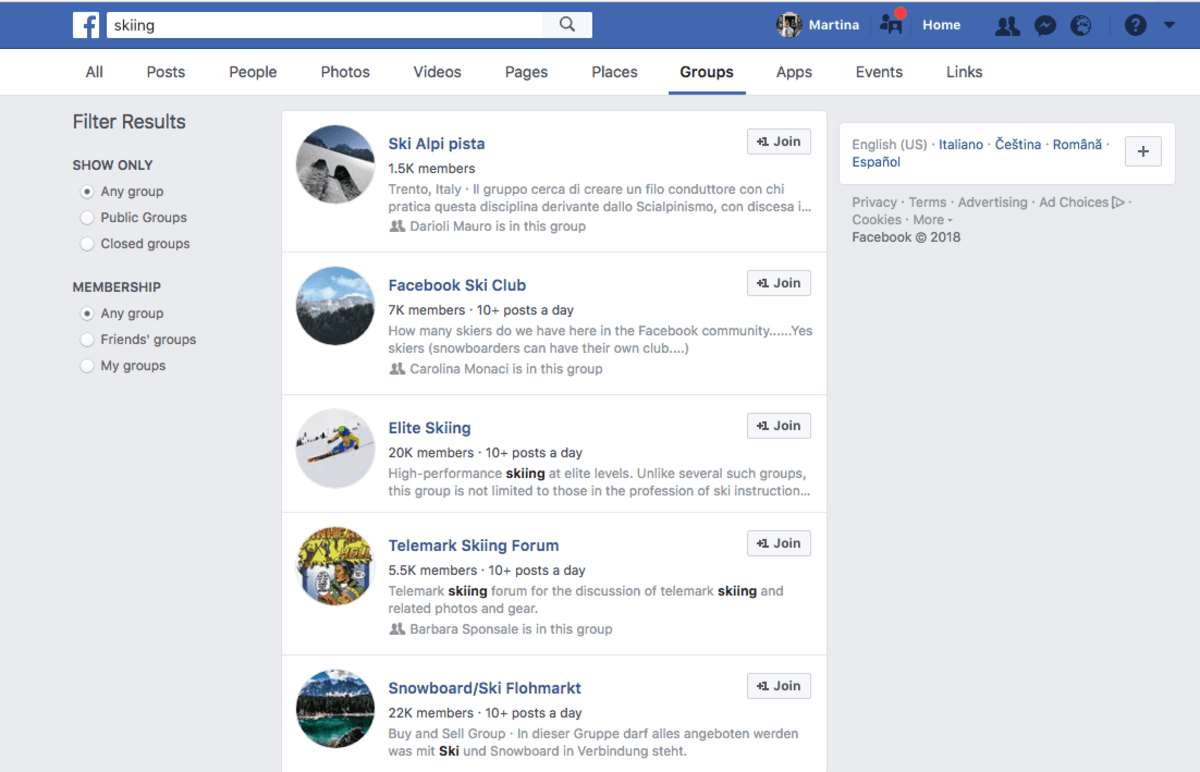 Facebook Groups to create and join communities