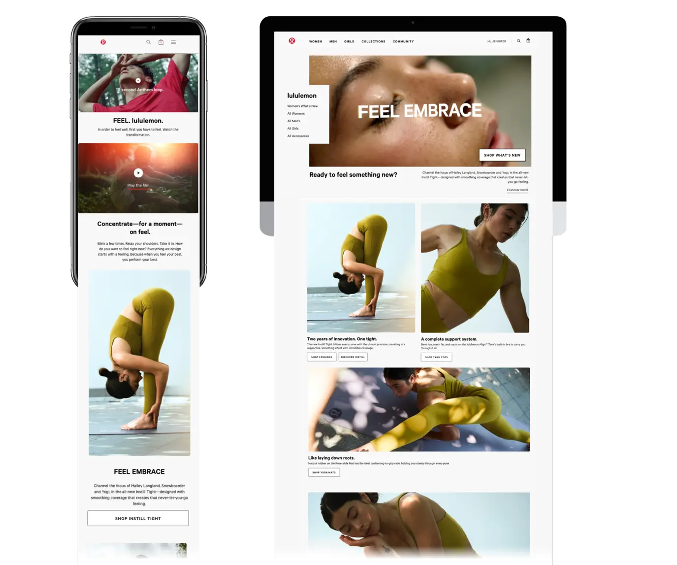 Screenshots of Lulumelon’s Feel campaign posts made on social media platforms and websites.  