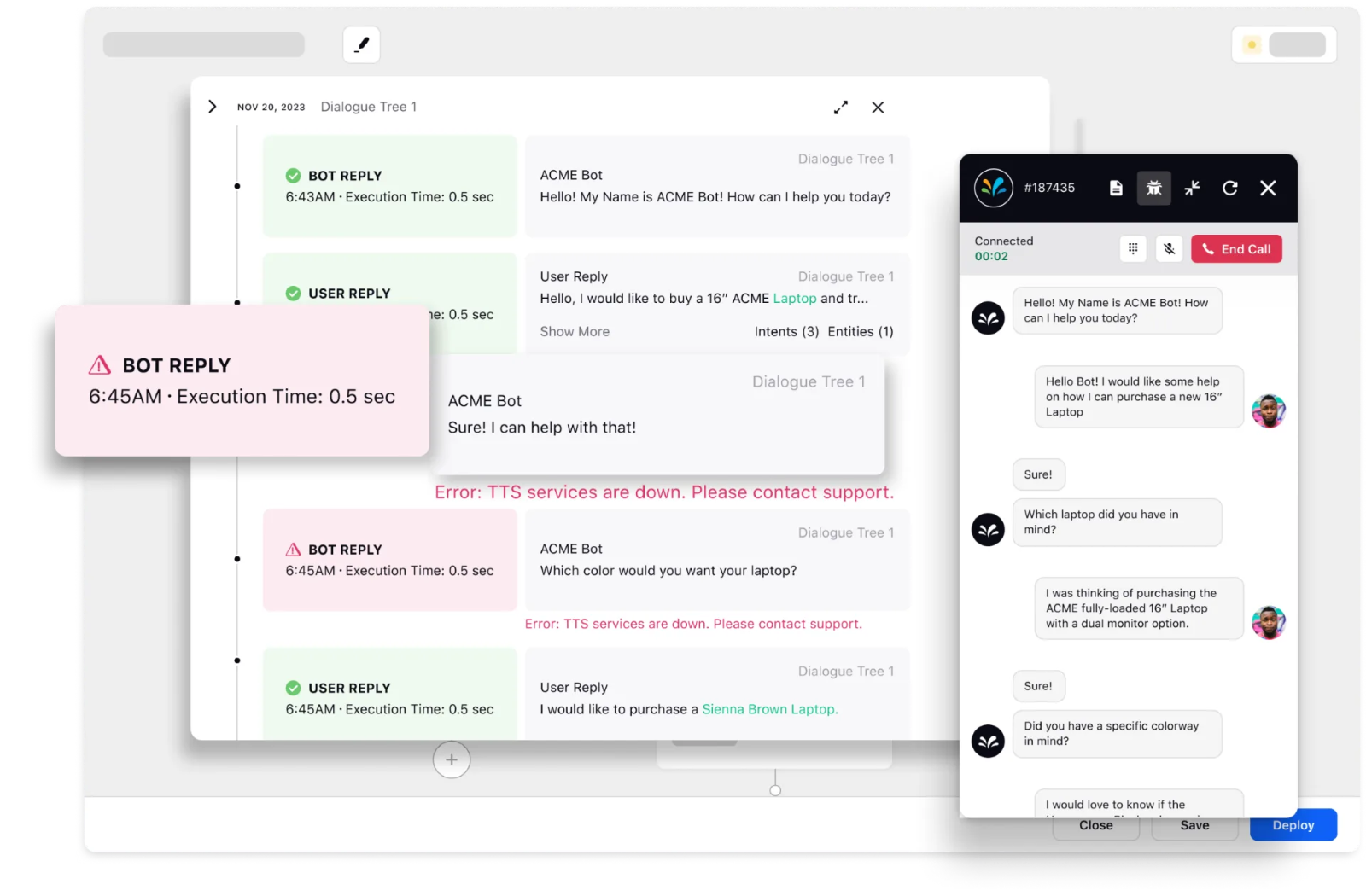 Sprinklr's conversational AI platform conducts in-platform testing of bot intents to detect bugs timely