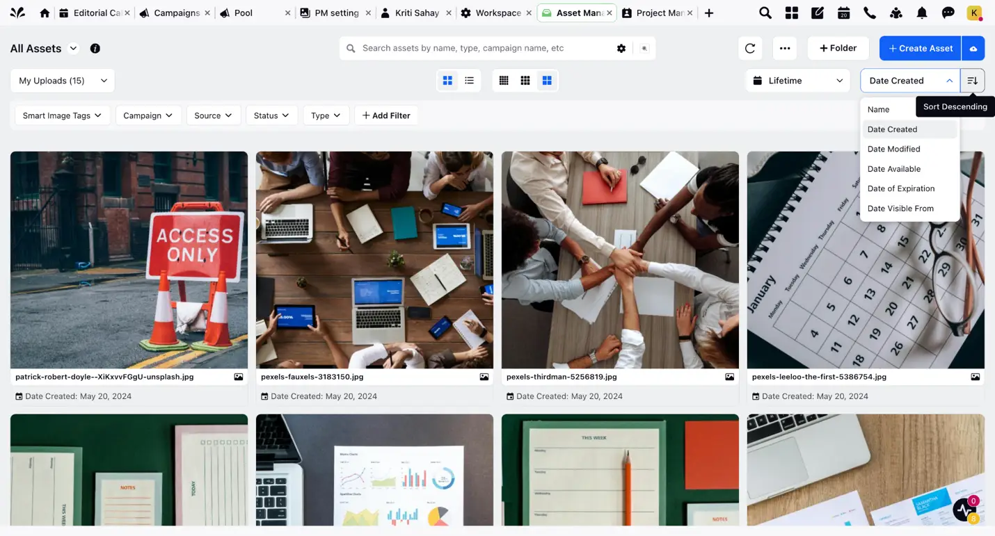 Preview of Sprinklr Asset Management which acts as a central source of truth for approved content