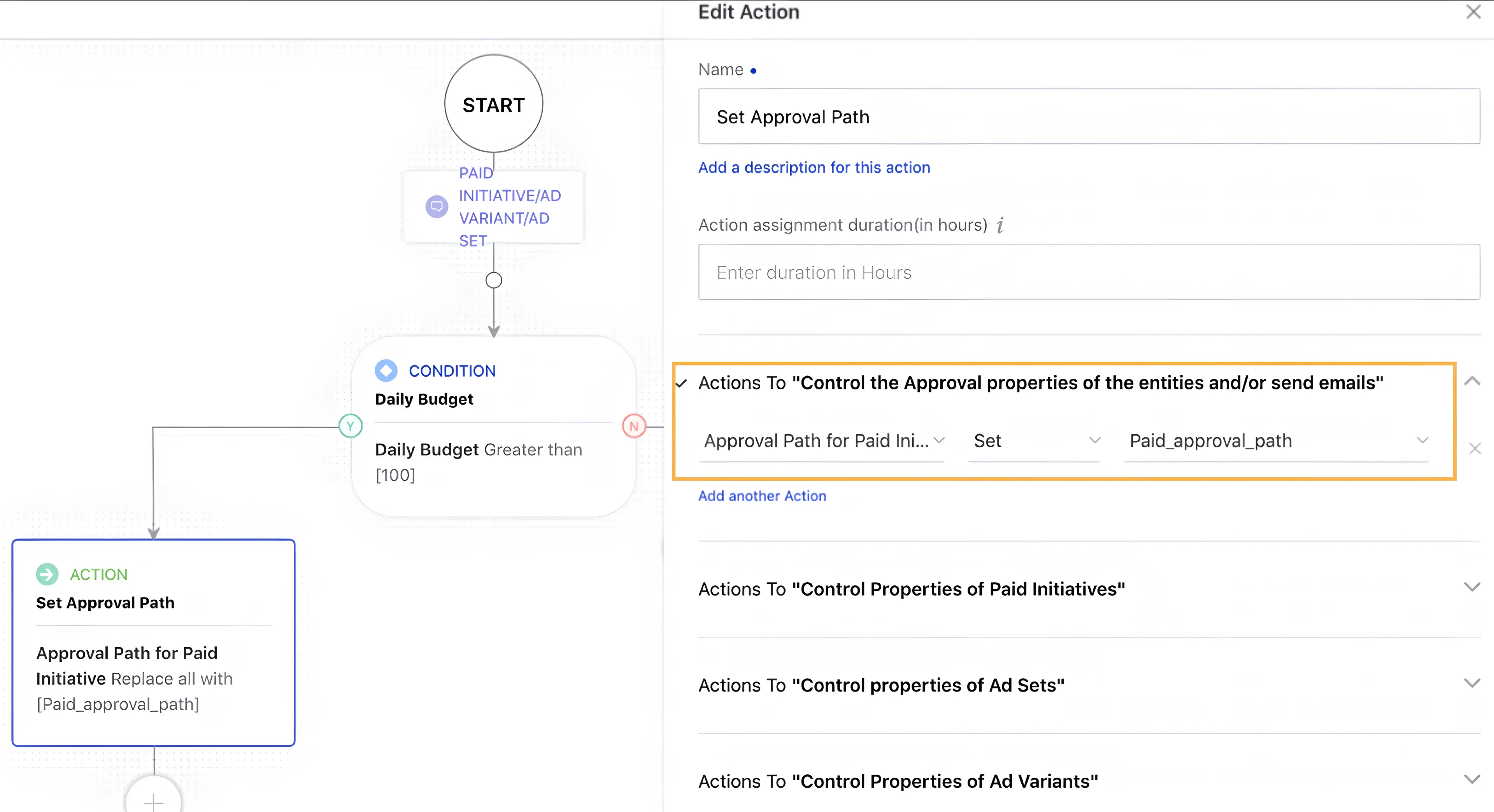 Sprinklr-s Approval workflow provides Rules to set approval paths