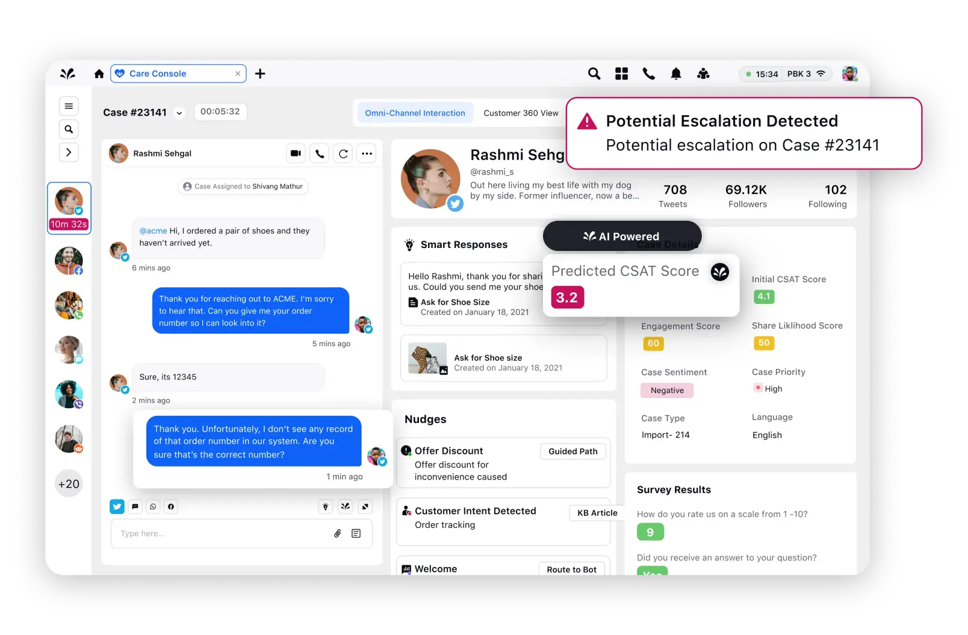 CSAT score and escalation prediction with Sprinklr Service