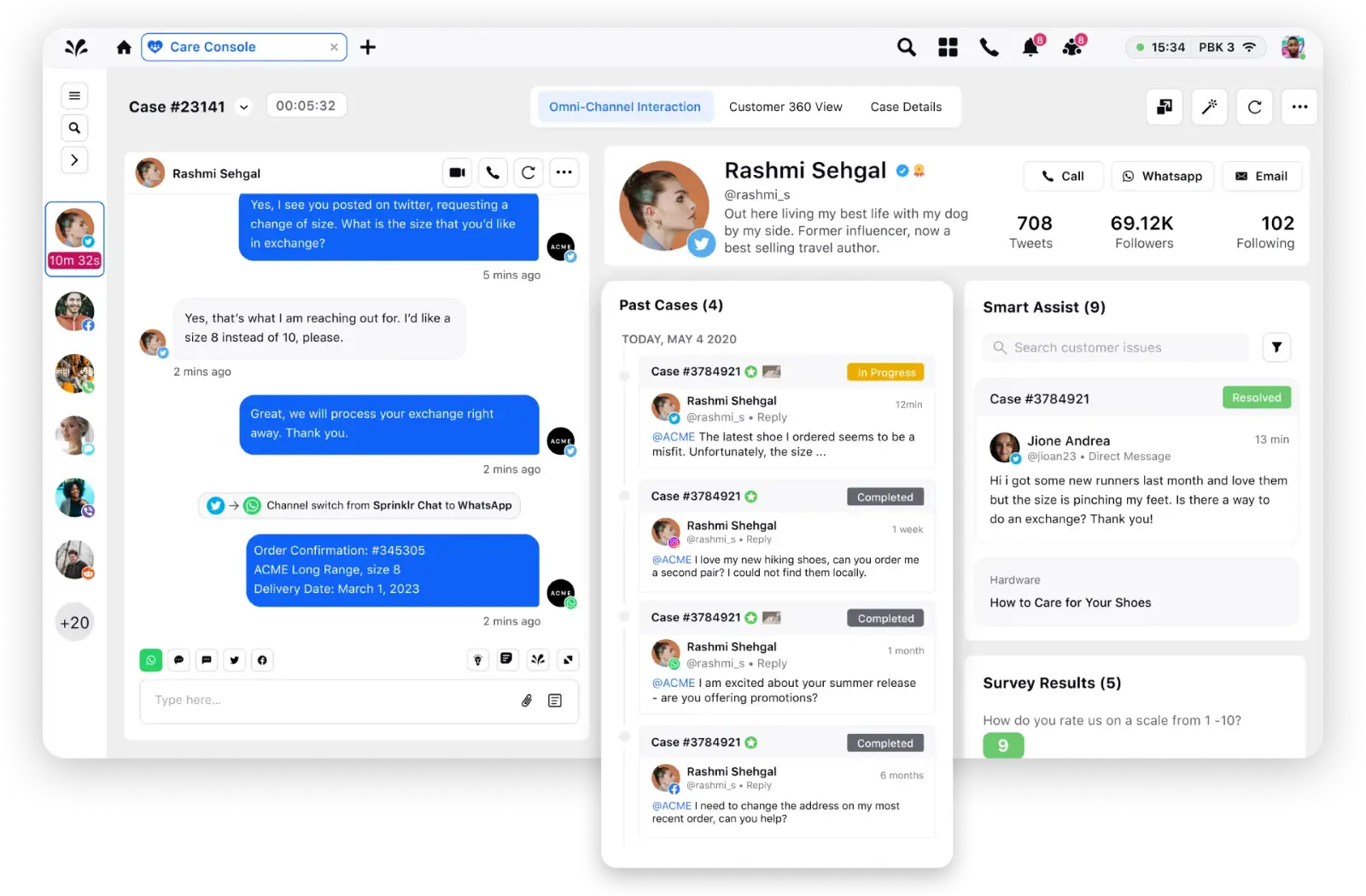 AI detecting negative customer sentiment on Sprinklr