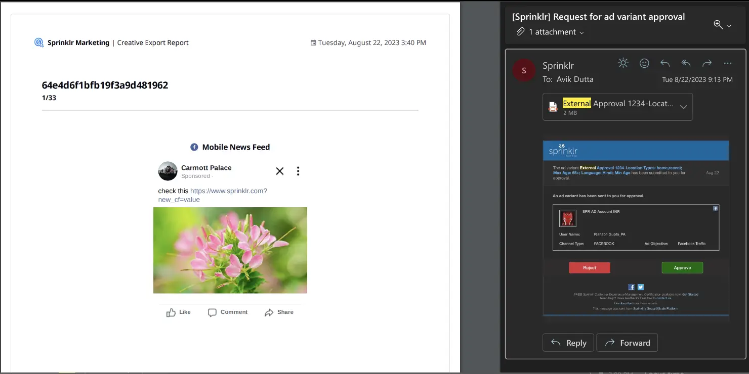 Sprinklr-s Ad Approval via Email