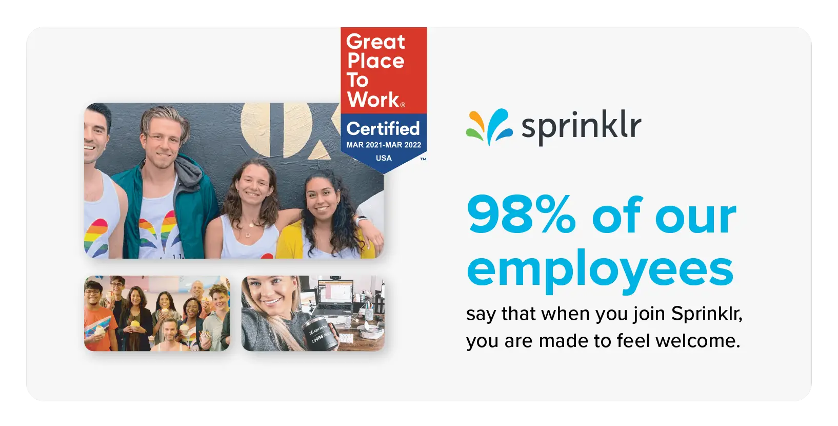 Sprinklr is Certified as a Great Place to Work