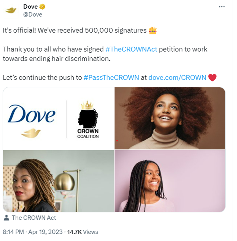A campaign by Dove with photos highlighting hair inclusivity