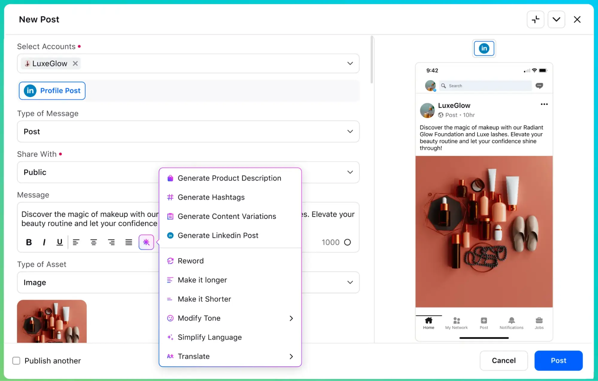 Title: Inserting image... - Description: Sprinklr AI can aid in creating context and platform-relevant content