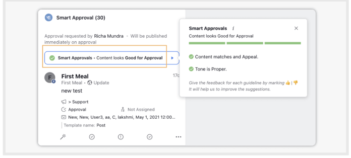 Smart approval capability in Sprinklr