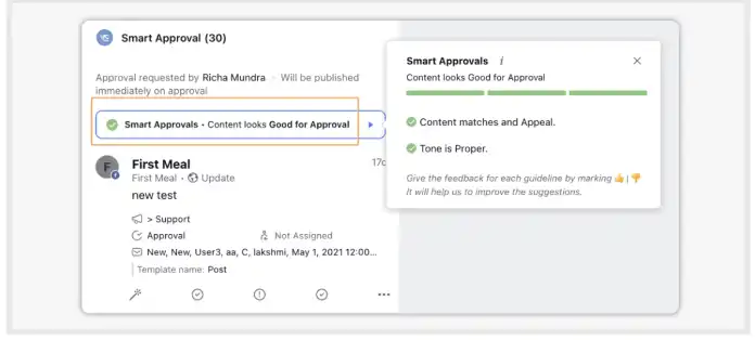 Smart approval capability in Sprinklr