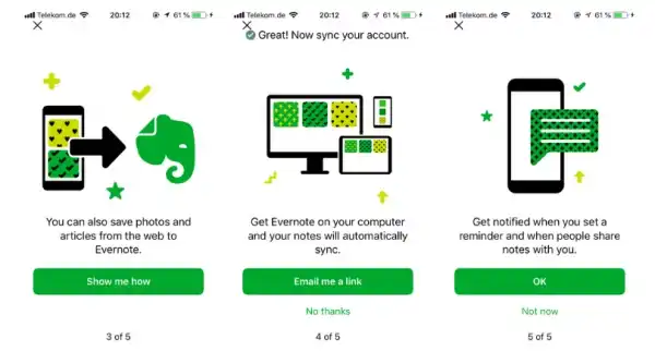 Self-service customer onboarding by Evernote