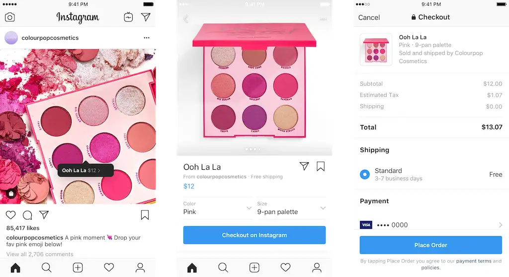  Instagram Checkout pages, an example of the impact of social media on business