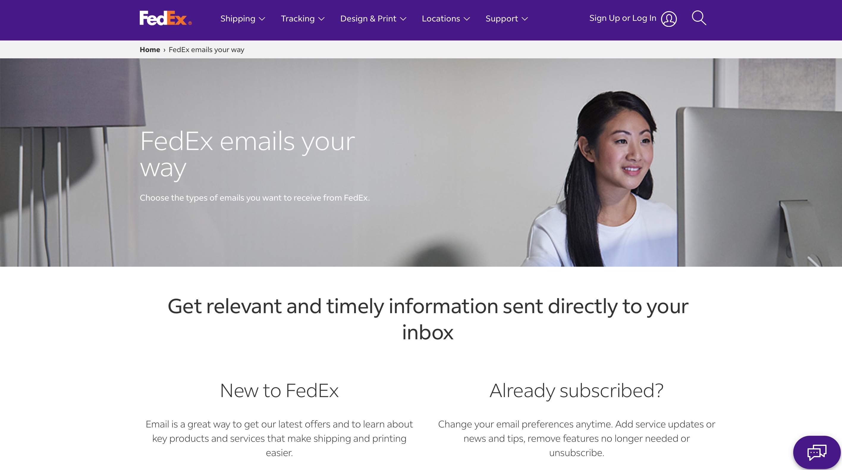 A snapshot of FedEx-s email notification service