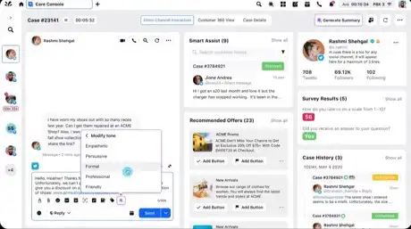 GenAI-led tone moderation helps agents deliver tone-accurate responses using Sprinklr