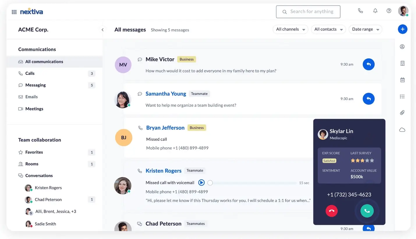 Nextiva cloud-based communications platform