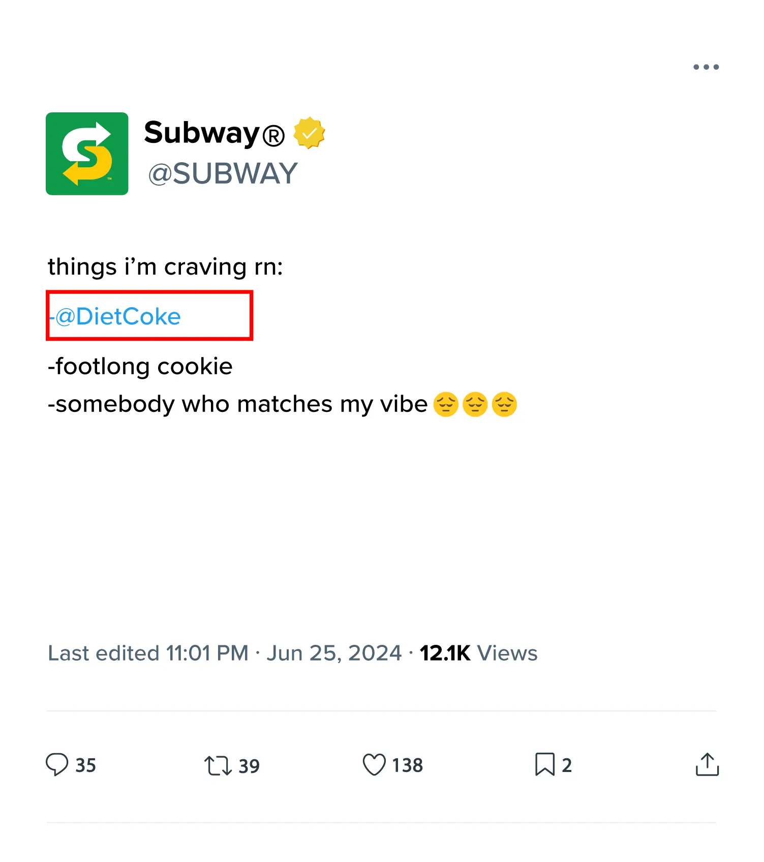 Subway on X