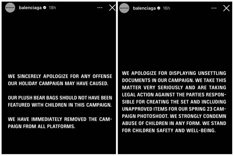 Balenciaga issued a public apology for their controversial ad campaign