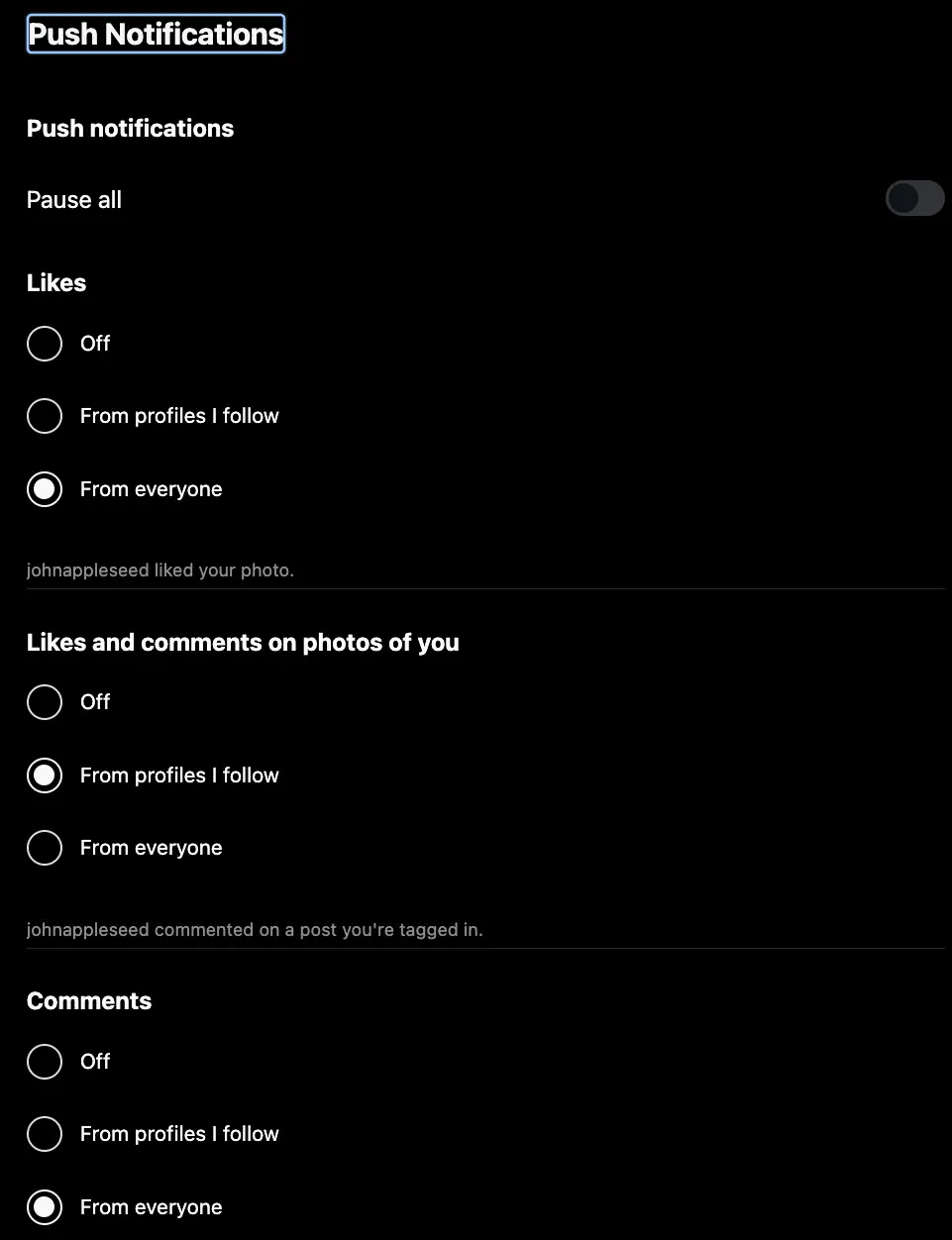 Customize Notifications on Instagram