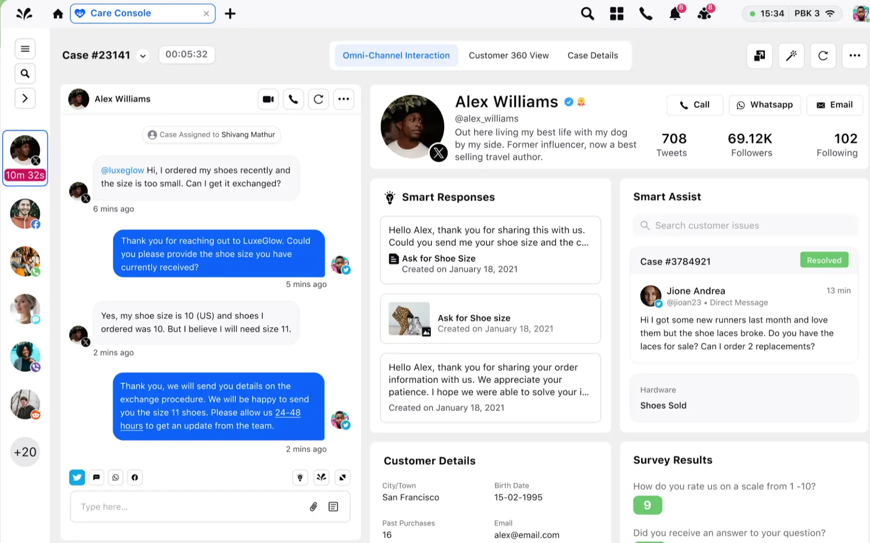 Sprinklr unified agent desktop auto-surfaces customer details during conversation
