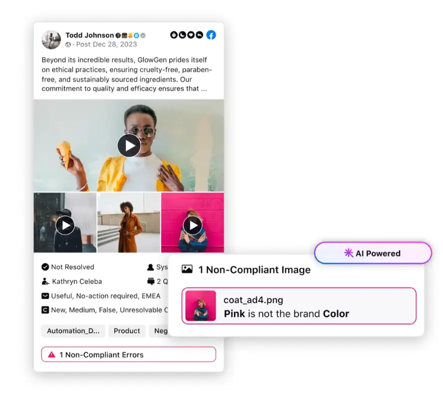 AI-powered social media compliance management with Sprinklr Social to avoid off brand communication 